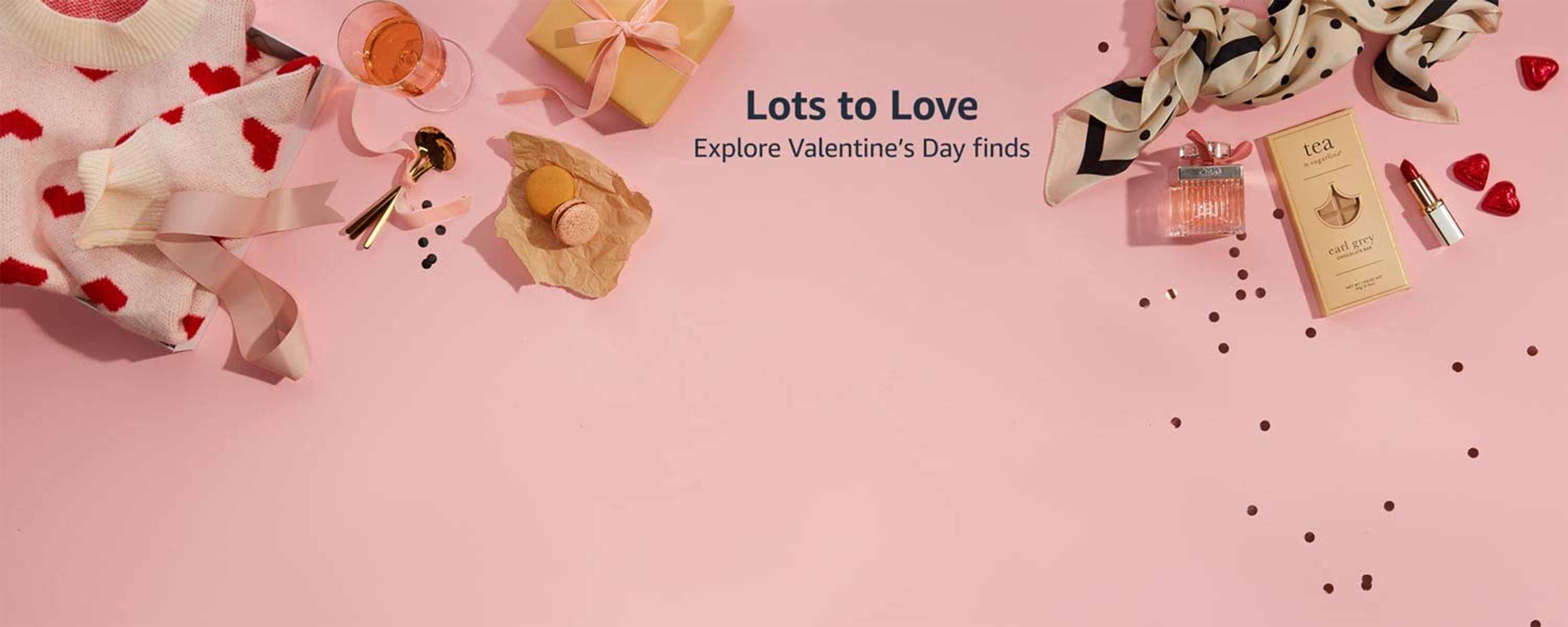 Shop Valentine's Day promotional banner with gift ideas